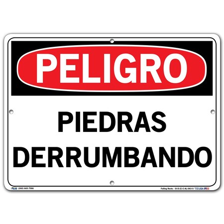 Vestil Aluminum Sign, 10-1/2" Height, 14-1/2" Width, Aluminum, Rectangle, Spanish SI-D-21-C-AL-063-S